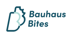 Bauhaus Bites logo of two capital B's, one with a bite out of it. 
