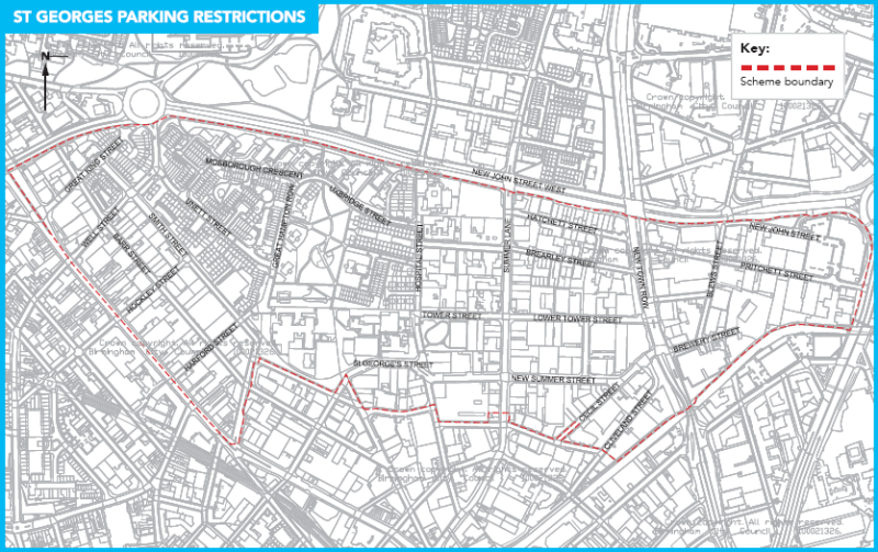 Map showing area of St Georges parking proposals